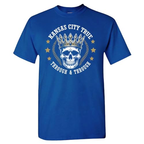 Kansas City True Through & Through Mens Skull T-Shirt for Kansas City Fans (Royal Shirt L)