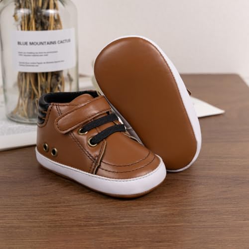 Image of CENCIRILY Baby Boys Girls High Top Sneakers Soft Soles Anti Skid Infant Ankle Shoes Toddler Prewalker First Walking Crib Shoes