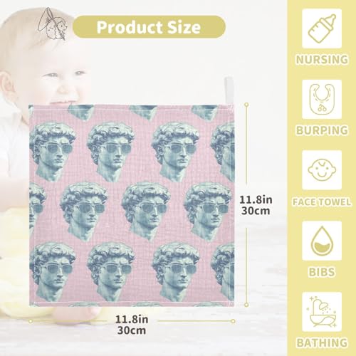 vvfelixl Statue of Davids Head Baby Burp Cloths Baby Muslin Washcloths for Boys Girls Cotton Babys Face Towel for Newborn Infants Soft and Absorbent 11.8 X 11.8 in, 5 Pack4