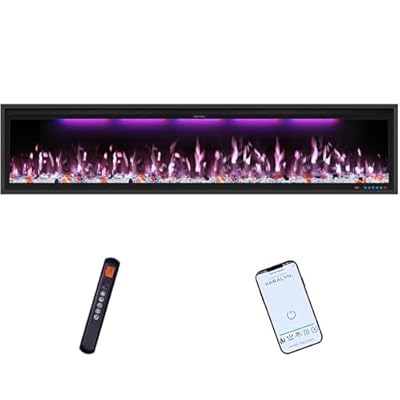 74" Smart Electric Fireplace Inserts,Slim Fireplace with APP Control & Remote Control& Touch Panel,13 Adjustable Flame Color&13 Fuel Bed Colors,750W/1500W,Black