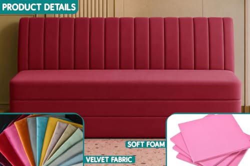 Image of Los Angeles Modern Velvet 3-Seater Sofa Cum Bed, Multipurpose Convertible Sleeper Couch Sofa for Living Room, Bedroom & Office- Red Color