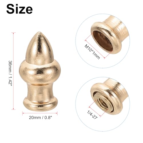 Image of PATIKIL 36 x 20mm Lamp Finials Caps Knob, 2 Set Solid Lamp Shade Top Decoration Screw Cap Nuts with Brass Reducing Adapter for Table Lamps Floor Lamps, Rose Gold Tone