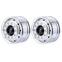AXspeed Metall Vorderseite Felgen, 2 Stück Lager Radnaben für 1:14 Tamiya Anhänger Traktor Auto Zubehör (Silber)