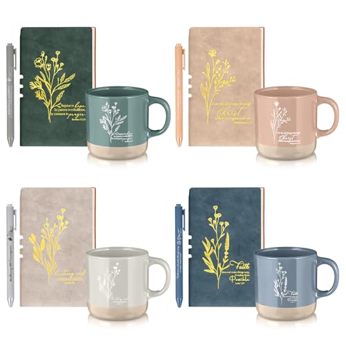 Juego 4 Mugs Cristianos Cerámicos 13 oz Multicolor Boho