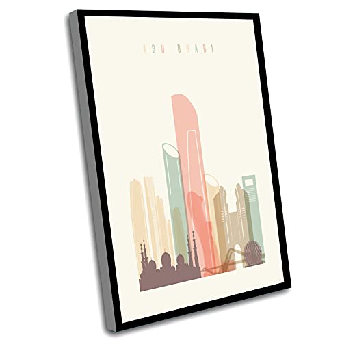 Farm Wall Art,Decorations For Bedroom,Home Office Decor,Abu Dhabi Skyline,Abu Dhabi Poster,Print,Abu Dhabi Uae,Travel Gifts,Pastel Skyline,Art Prints,12x16 Inch Framed Wall Art