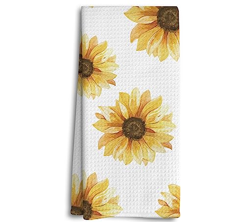 Fall Kitchen Towels Watercolor Summer Yellow Flower Floral Kitchen Dish Towels Dishcloth Farmhouse Yellow Flower Decorative Absorbent Hand Tea Bathroom Towels Yellow Flower Lover Gifts