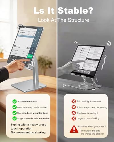 Image of Heavy-Duty iPad Kiosk Stand with Lock and Key Mechanism, Anti Theft Desktop Tablet Security Stand, Fits 9-14 inch Tablets, 360 Rotation Retail POS Tablet Stand for Business & Commercial Use