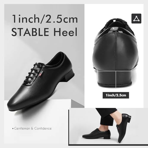 Black Ballroom Dance Shoes Men Leather Lace-up Dance Shoes for Men Salsa Tango Ballroom Practice Dancing Shoes4