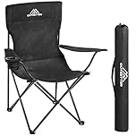 Camping Chair | Lightweight Folding | Portable Chairs for Outdoors | Cup Holder | Storage Cover | Outdoor Leisure Chair Durable with Arm Rest for the Beach, Lawn, Fishing Trip Garden and BBQs Black