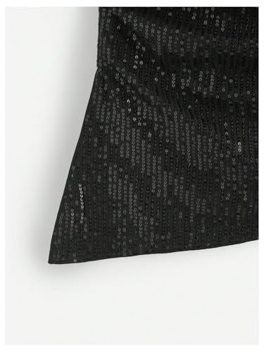 SOLY HUX Women's Sequin Tube Tops Sparkly Strapless Sleeveless Bandeau Split Asymmetric Hem Top Party Clubwear4