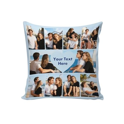 Custom4U Custom Pillow with Picture & Text Two-Sides Heart Customized Photo Pillowcase Love Gifts for Valentines Day Decorations (Optional Pillow Insert) Style B - 10 Photos