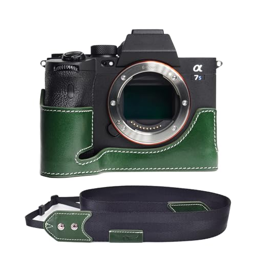 TP Original Sony A7S Mark iii A7S3 A1 A7R5 A7M4 A74 専用 +Rカメラストラップ 本革 電池交換便利 底面開閉 (グリーン)