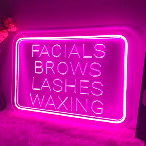 Image of Facial Brows Lashes Waxing Neon Sign For Wall Decor 3D Art Carving Design Indoor Bedroom Led Neon Signs Backdrop Flex Christmas Party Wedding Living Room Birthday Gift(Pink,USB,40x27.5CM)