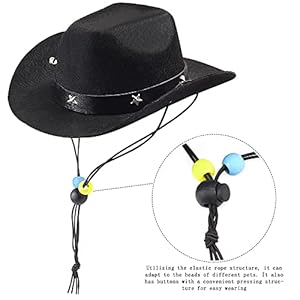 Pet cowboy costume accessories dog cat pet size cowboy hat and bandana scarf west cowboy accessories for puppy kitten party festival and daily wearing set of 2 black   cucciolini doodles