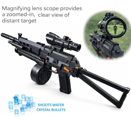Image of HALO NATION PP-19 Bizon Russian Submachine Gun Toy Scar Gun Shoot Water Crystal Balls, Battery Operated Automatic Continuous Power Shots Electric Gun Toy Assault Rifle Toy
