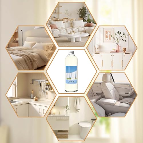 Image of STRN Linen Reed Diffuser Refill 500ml with 6 Natural Reed Sticks, Smooth Aromatherapy for Home, Cozy Comfort Fragrance for Bedroom, Closet, Bathroom