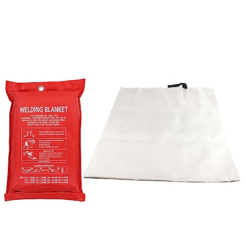 YUKOFE Manta ignífuga de fibra de vidrio ignífuga de 1,43 m con mango reforzado