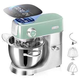 Hauswirt High-End Smart Stand Mixer M5, LED Touchscreen Mixers Kitchen Electric Stand Mixer with 5 Preset Menus, 5.3Qt Dough Mixer, 11speeds Kitchen Mixer with Egg Whisk, Dough Hook, Beater, Green