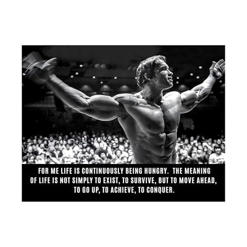 AMERICAN LUXURY GIFTS Arnold Schwarzenegger Motivational Fitness Poster - 14x11 Inch Gym Wall Art Print Inspirational Quote for Workout Enthusiasts