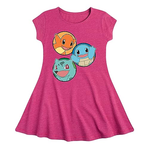 HYBRID APPAREL - Pokémon - Squirtle, Bulbasaur, & Charmander Group - Toddler & Youth Girls Fit & Flare Dress