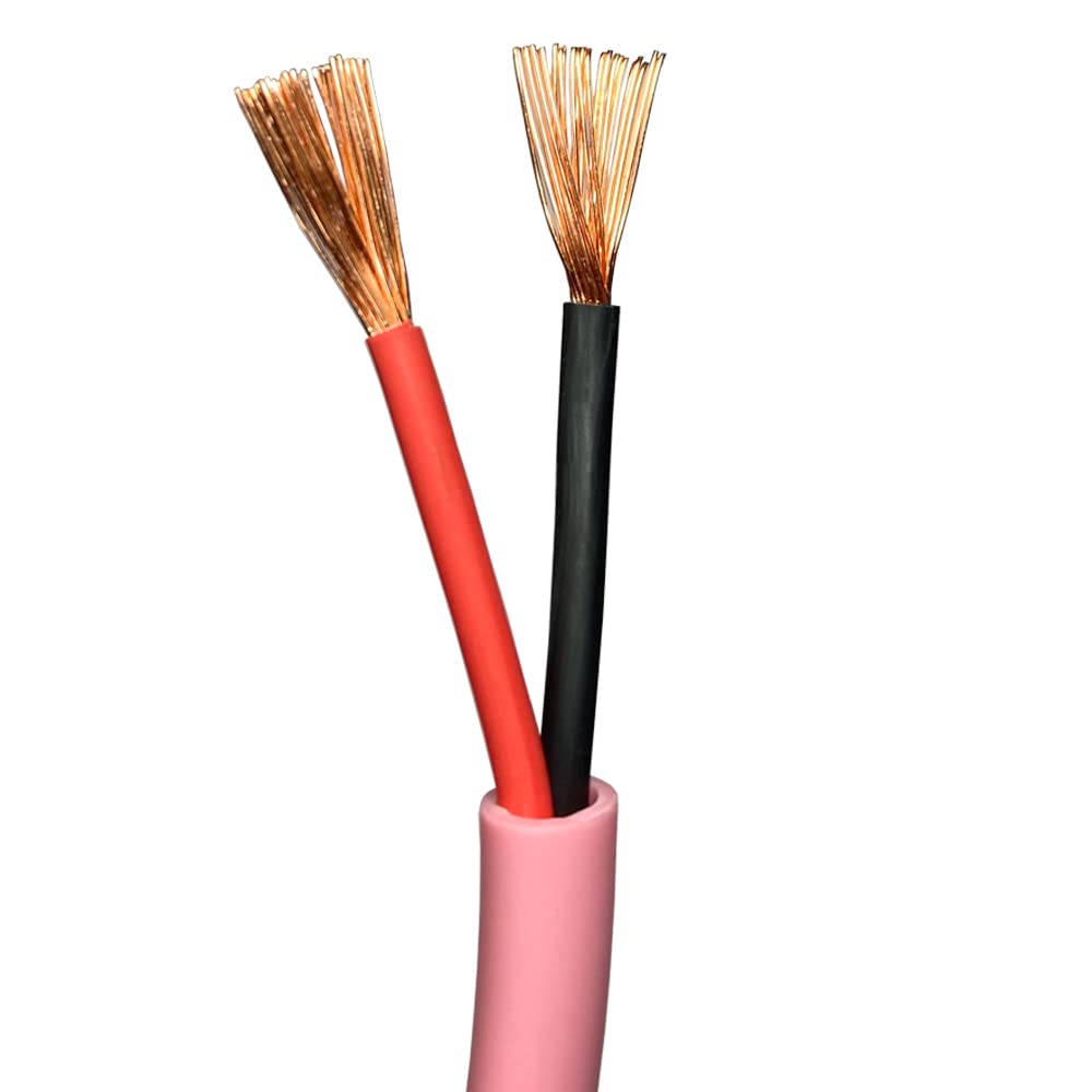 25 m fioletowy kabel głośnikowy o niskim dymieniu - 18 AWG 0,75 mm² 6 A - LSZH/LSHF podwójnie izolowany bęben CCA - 100 V liliowy elastyczny przewód audio do głośników i wzmacniaczy wzmacniacza