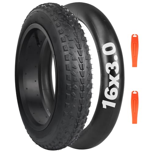 GRELiving Pneu de vélo de 40,6 x 7,6 cm, (76-305) pneu de rechange pliable pour vélo électrique, BMX, gros pneu (1 pneu + 1 chambre à air + 2 leviers de vélo)