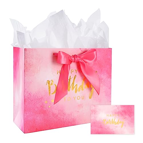 Nihuecne-13-Large-Birthday-Gift-Bag-with-Card-and-Tissue-Paper-Big-Pink-and-Gold-Birthday-Wrap-Paper-Gift-Bag-with-Satin-Ribbon-Handles-for-Girls-and-Womens-Birthday-Party