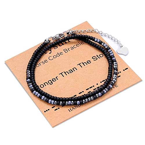 Image of Btysun Inspirational Morse Code Bracelets for Women Men Teen Girl Gifts Best Friend Birthday Gifts for Him Her Adjustable Layered Secret Message Sister Bff Girfriend Sister Christmas Jewelry