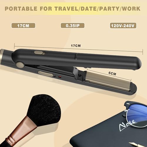 OKWRAP Mini Glätteisen, Reise Klein Glätteisen mit Keramik-Technologie | Kompakt 17cm für kurzes Haar, Bärte und Pony & Reise | Doppelspannung (100-240V)