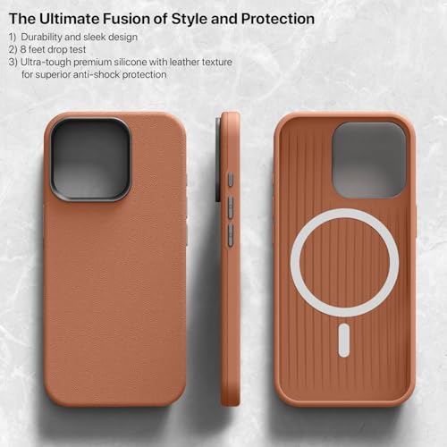 Image of GRIPP Heritage Xtreme Case Compatible with Mag-Safe for iPhone 16 Pro Max | 8ft Drop-Tested with D30 Tech, Premium Leatherette & Silicon, Metal Buttons, Luxuriantly Smooth Texture Back Cover - Camel