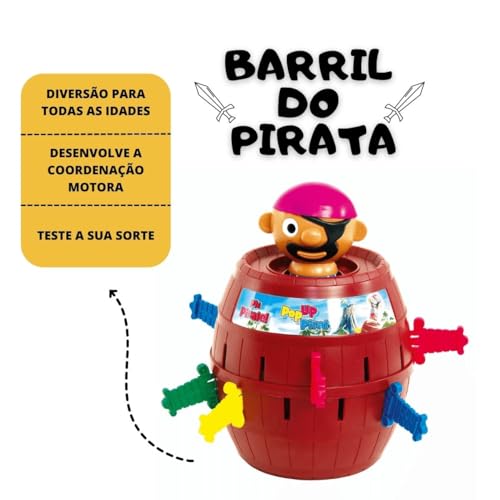 Jogo Barril Pula Pirata Grande 18 x 13 cm Brinquedo Infantil