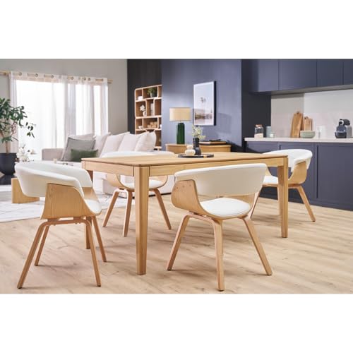 Poltrona Scandinava Bianco E Legno Chiaro Oktav - 5