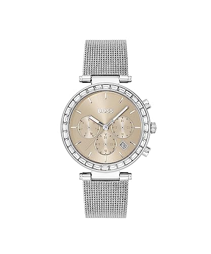 BOSS Andra Qtz Multifunction Carnation Gold Round Dial Womens Watch|Stainless Steel Material|Silver Color Band - 1502693 (B0BZYPWNB4) Amazon Price History, Amazon Price Tracker