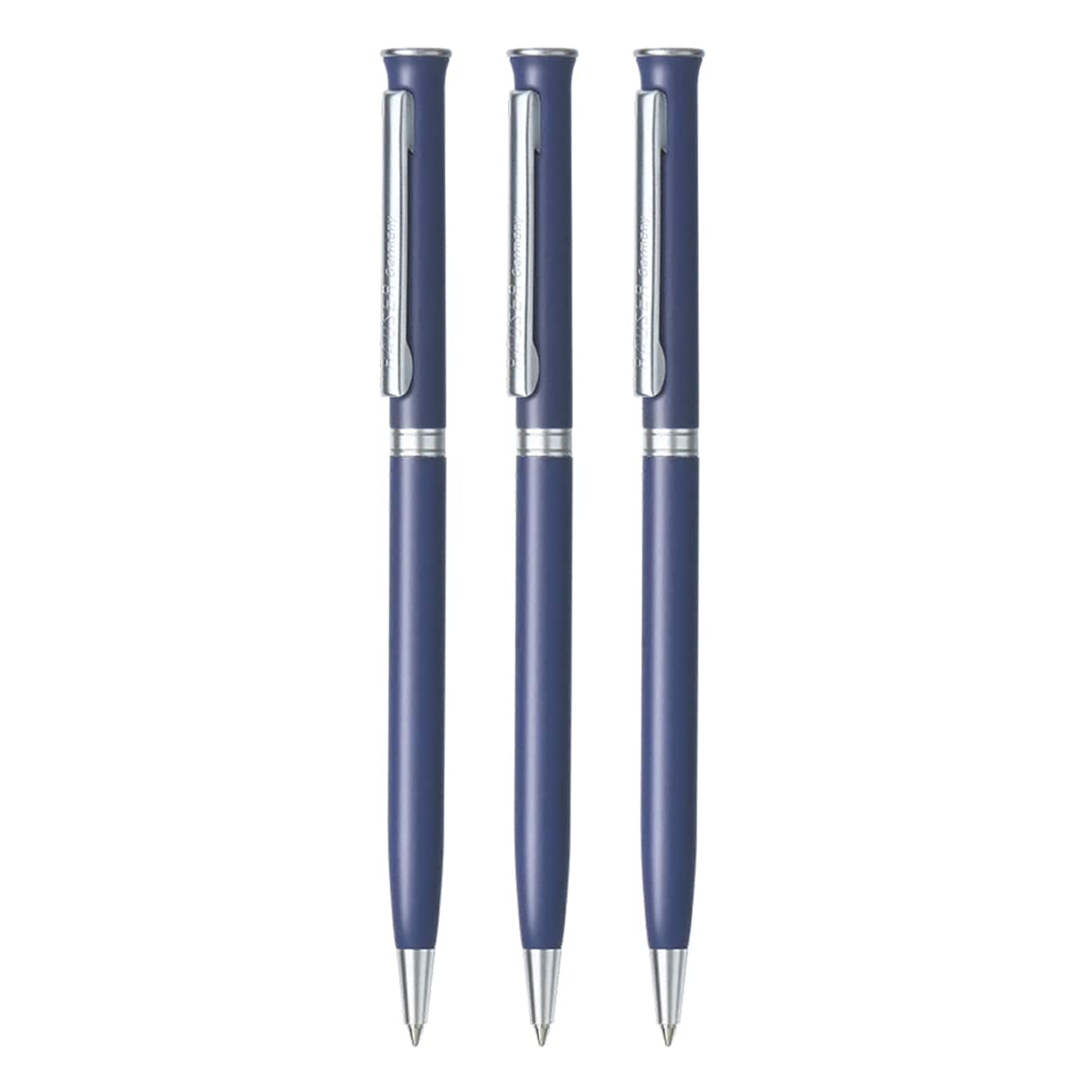 Hauser Epic Designer Ball Pen Box Pack | Metal Body With Stylish Design | Twist Mechanism For Smudge Free Writing | Durable, Refillable Pen | Blue Ink, Pack of 3