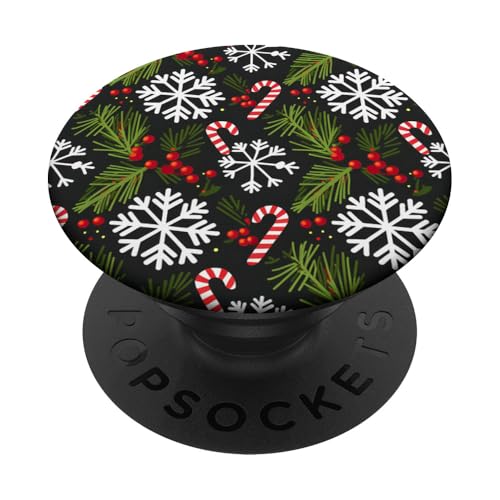White Snowflakes with Candy Canes with Christmas PopSockets Adhesive PopGrip