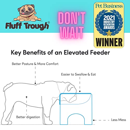 Fluff Trough Elevated Dog Bowl For Food | 5Inch Tall Cat & Dog Feeding Station | Vet Approved Non-Toxic Silicon Feeder Bowl Insert | Raised Bowl For Medium And Small Dog/Pet With Flat Face (Gray) #TOP2
