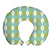ABAKUHAUS geométrica Rombo Cojín de Viaje para Soporte de Cuello, Concepto de Argyle, Cómoda y Práctica Funda Removible Lavable, 30x30 cm, Amarillo Verde cáscara de Huevo