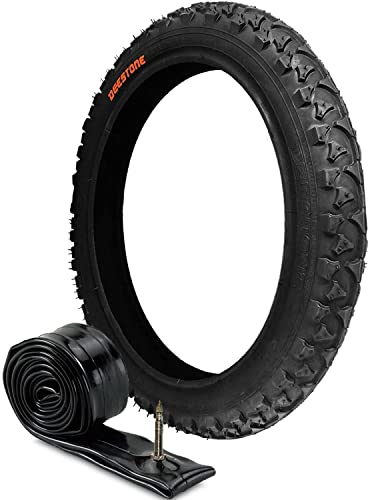 1 COPERTONE DEESTONE PER MOUNTAIN BIKE 14 X 1.75 (47-254) + CAMERA - PNEUMATICO NERO TASSELLATO PER MTB BAMBINI