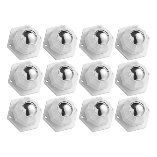 Wenrescry 12 Ruedas para muebles,Ruedas de bolas para muebles, autoadhesivas, 360°, universales para muebles y objetos pesados, ruedas para muebles para facilitar el transporte, material ABS+Acero