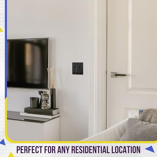 Image of ENERLITES 2-Gang Black Decorator Light Switch Outlet Wall Plate Cover