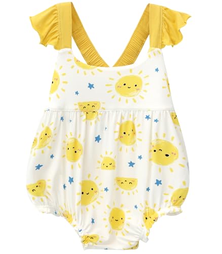 Image of DREAMHALO Baby Girl Bodysuit Ruffle Sleeveless Jumpsuit Cute One Piece Cool Summer Outfit, Viscose Made from Bamboo