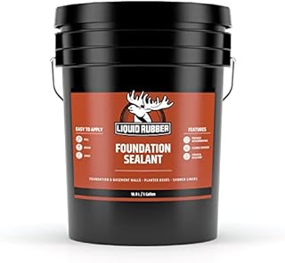 Liquid Rubber Concrete Foundation and Basement Sealant - Indoor & Outdoor Waterproof Coating, Easy to Apply, Black, 5 Gallon