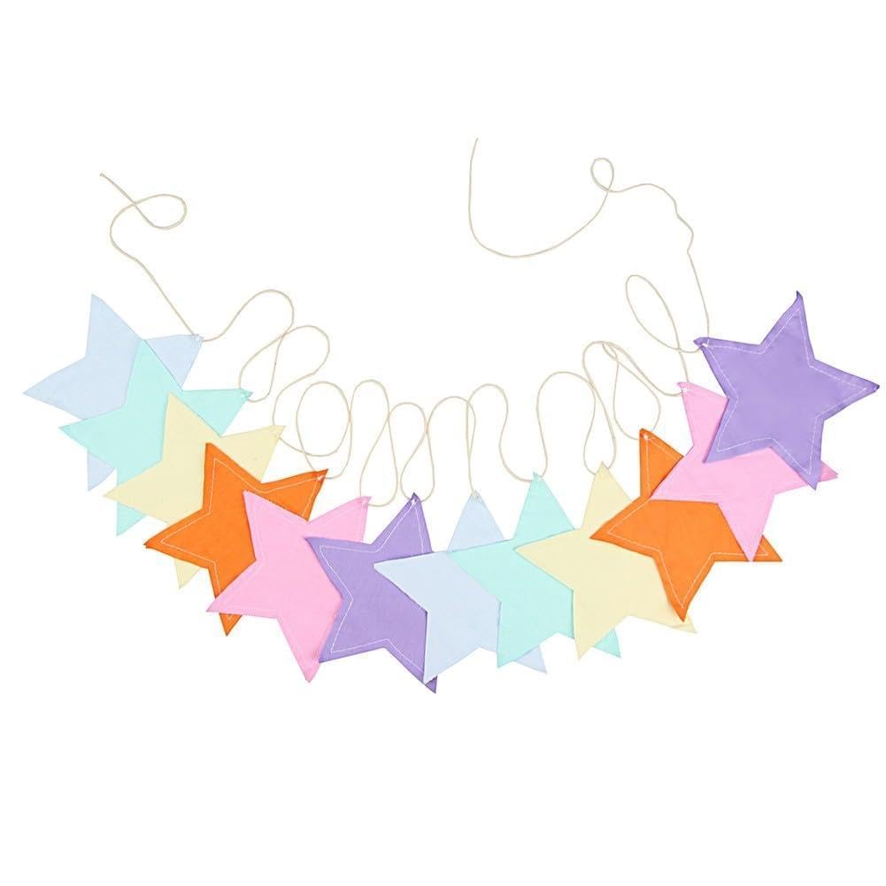 Wimpelkette aus Baumwollstoff, 300 cm, handgefertigt, für Geburtstag, Prinzessin, Party, Hochzeit, Dekoration, wiederverwendbar, waschbar