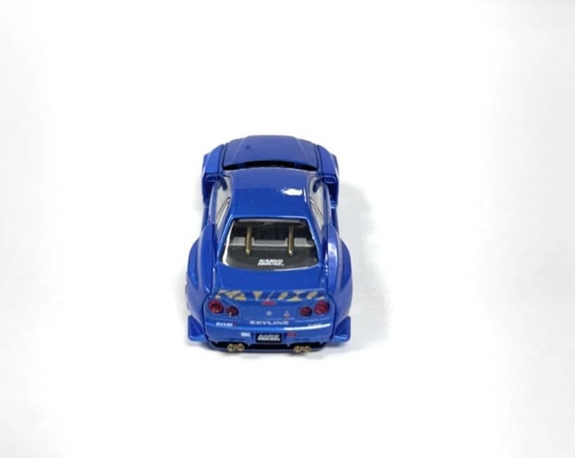 Diecast Model Car Compatible with Kaido House x Mini GT 1:64 Nissan Skyline GT-R (R34) Kaido Works (V2 Aero) Shinjuku V2 Blue Limited Edition KHMG158