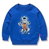 [VigorCMJ] ドラゴンボール 子供服 春秋 スウェット 長袖 クルーネック 男の子 女の子 綿100% キッズ 薄手 カジュアル 小学生 トップス プレゼント ディープブルー 130CM