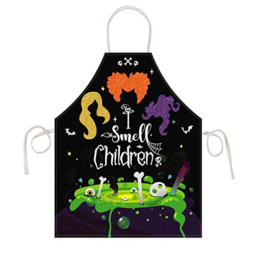 Petcee Halloween Apron I Smell Children Cooking Aprons With Witches Ghosts Bats Halloween Kitchen Apron With Adjustable Waist Strip For Women Men #TOP10