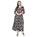 Tissu Women's Rayon Black & Pink Floral Printed A-Line Kurta 2194_Black_8XL
