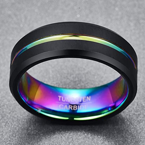 Nuncad Mens Wedding Band Grooved Center Tungsten Carbide Promise Ring Size 9 #TOP2