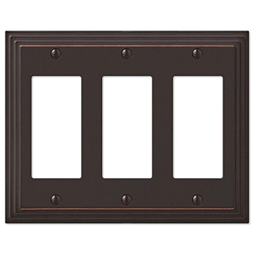 Amerelle Steps Triple Rocker Cast Metal Wallplate in Aged Bronze