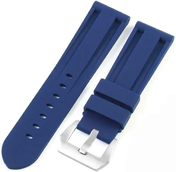 Waterproof Natural Soft Rubber Watchband Fit For Panerai Pam441 359 111 Series 24mm Black Blue Red Silicone Steel Buckle Watch Strap